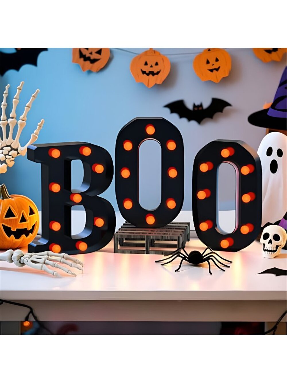 Halloween Decorations,3 LED Light Up Marquee Letters BOO Decorative Sign